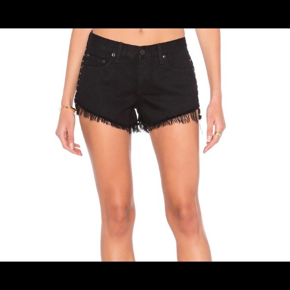 Rag & Bone Studded Cut-off Denim Snorts in Black